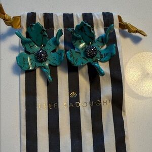 Lele Sadoughi Teal Floral Earrings
